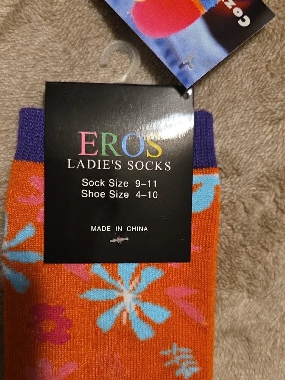 Bundle/2 Pairs EROS Ladies Floral Crew Socks - Orange & Yellow